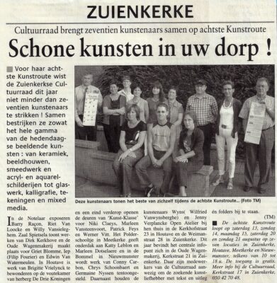 Persartikel over de glascreaties van Marleen Dotselaere - Kunstroute Zuienkerke